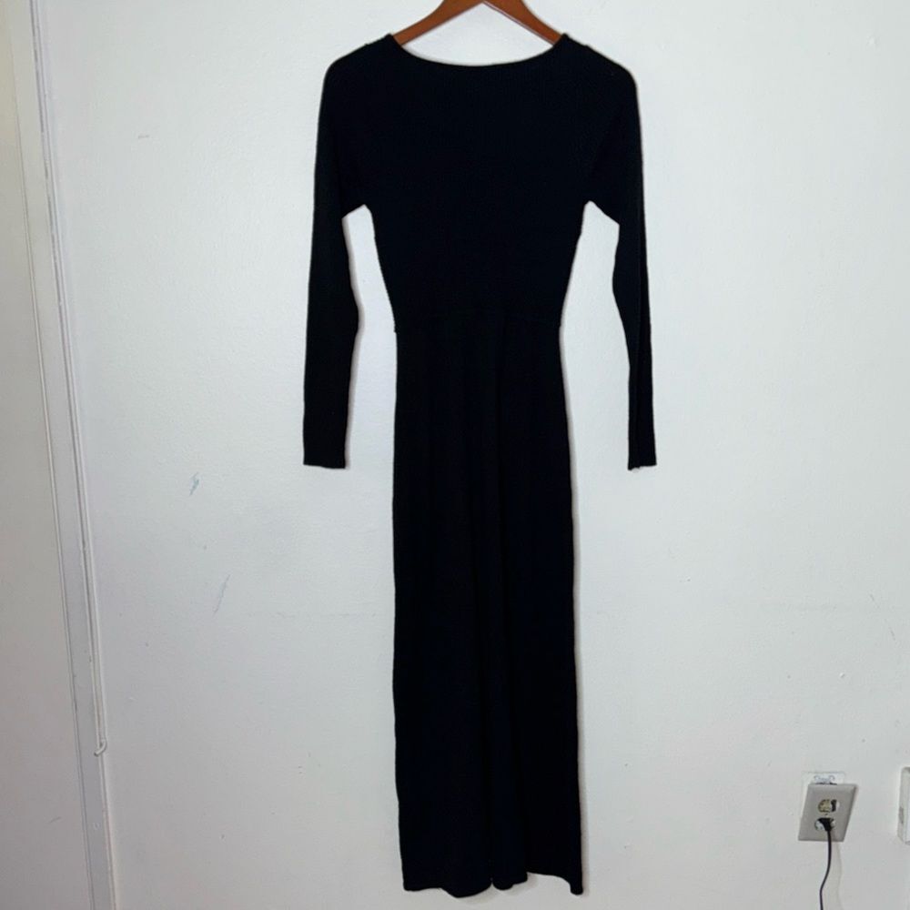 SANDRO WOOL & CASHMERE-BLEND SWEATER DREDS BLACK SIZE 38/M - Picture 3 of 12